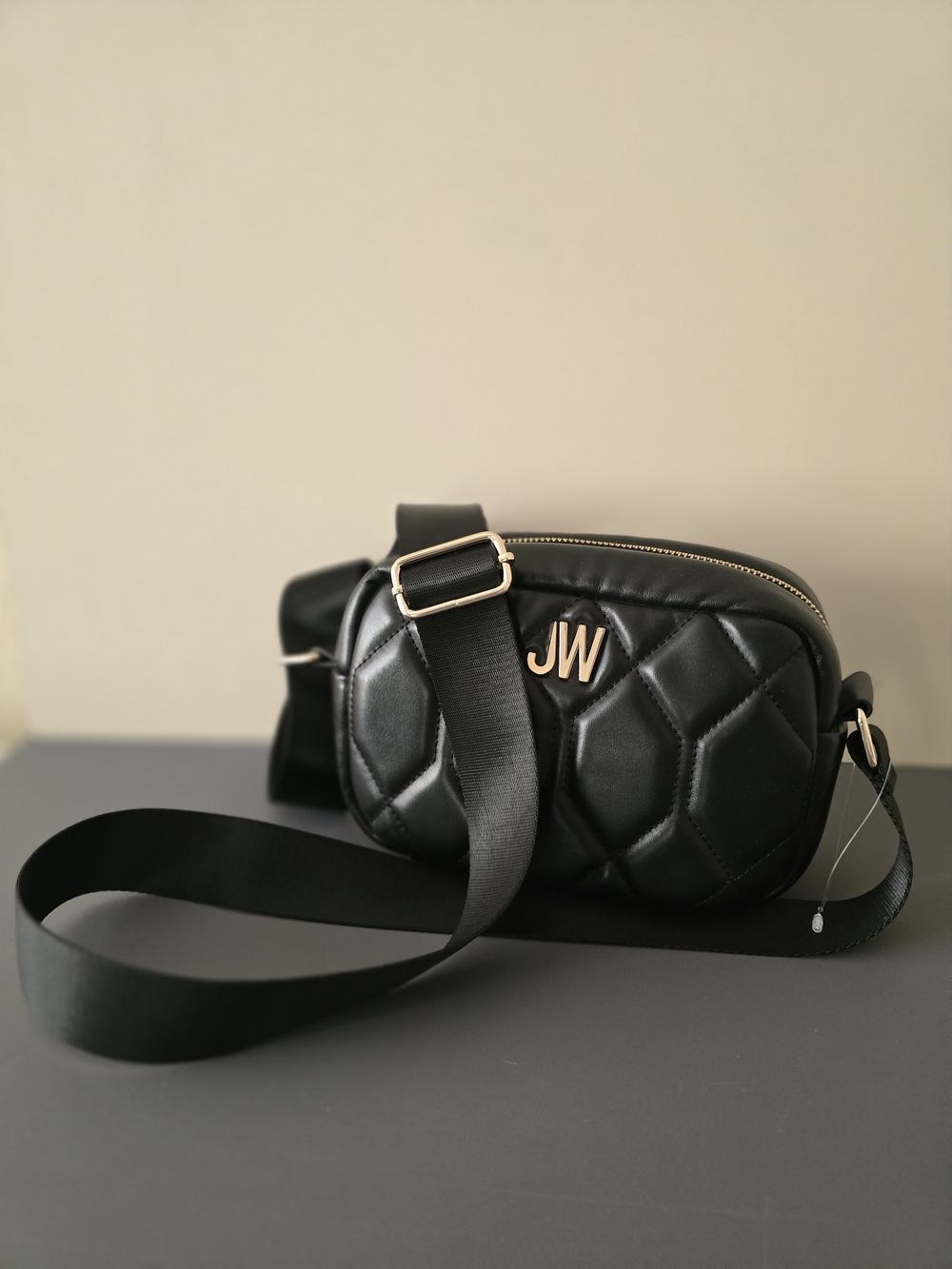 Jason Wu Black Quilted Crossbody with Gold JW Logo